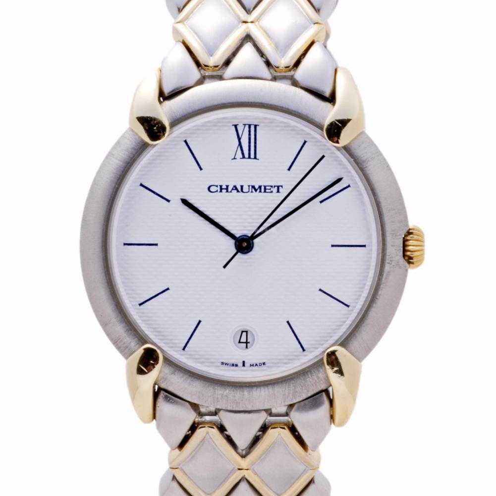 Chaumet Or-Acier 205476 Womens Quartz Watch White Dial Two-Tone Gold In Excellent Condition For Sale In Miami, FL