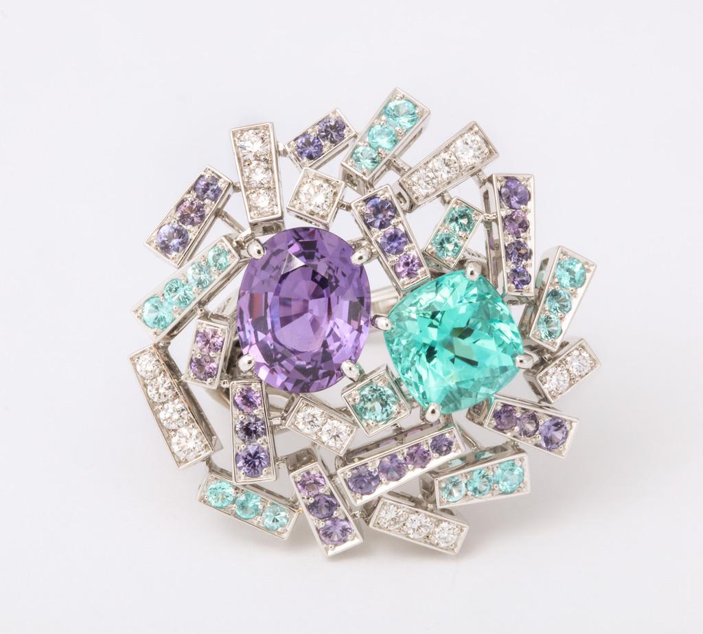 A completely original, and absolutely unique design from one of France's most historically famous jewelers.  This ring is a true showstopper.  From the 