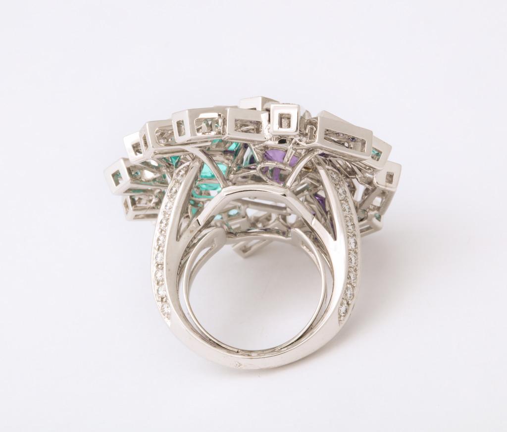 Women's or Men's Chaumet Paraiba Tourmaline Diamond Sapphire Ring