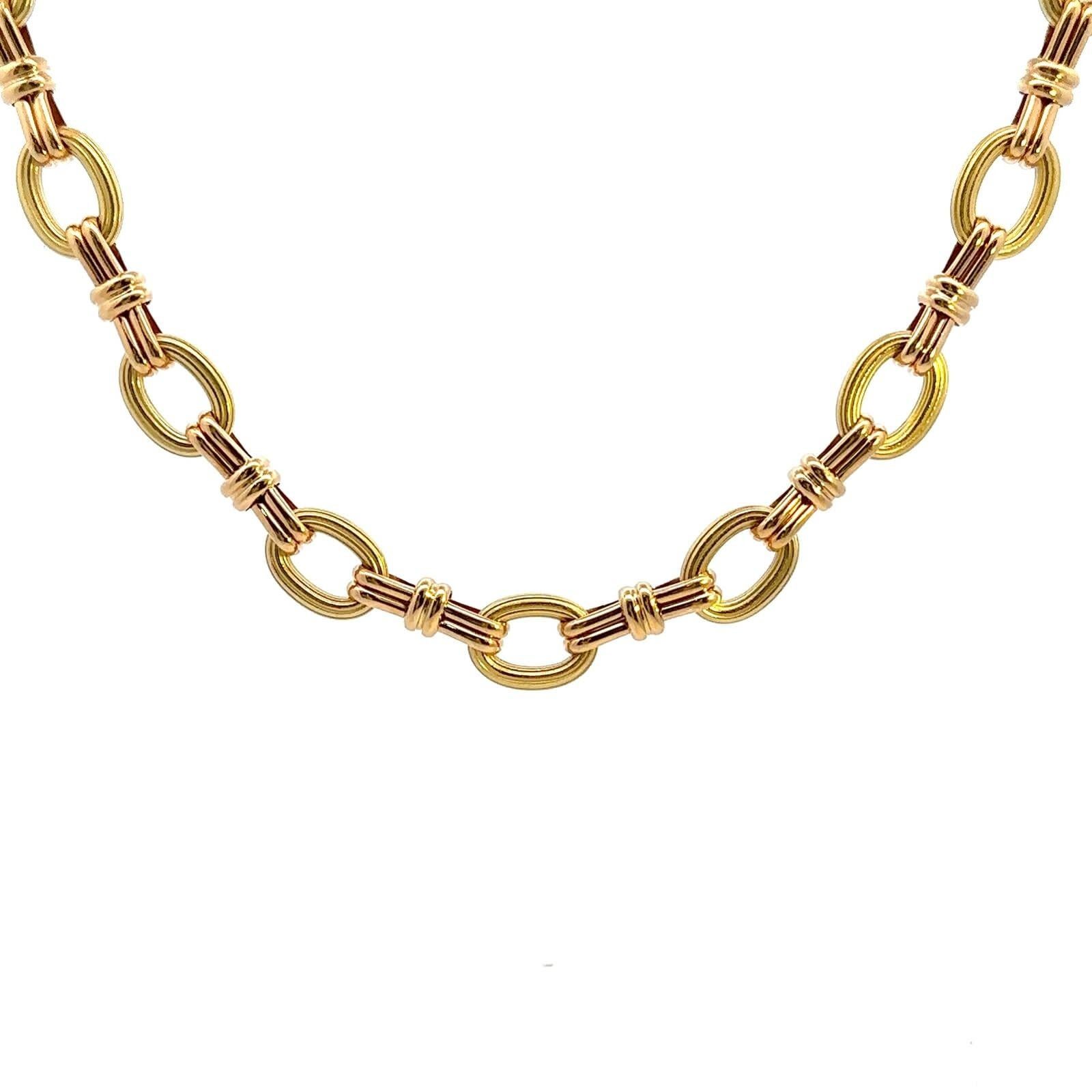 CHAUMET PARIS 18k 18k Yellow Gold Link Necklace Vintage Circa 1970s For Sale 5