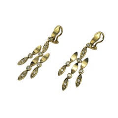 Chaumet Paris 18K Yellow Gold and Diamond Dangle Clip On Earrings #21965