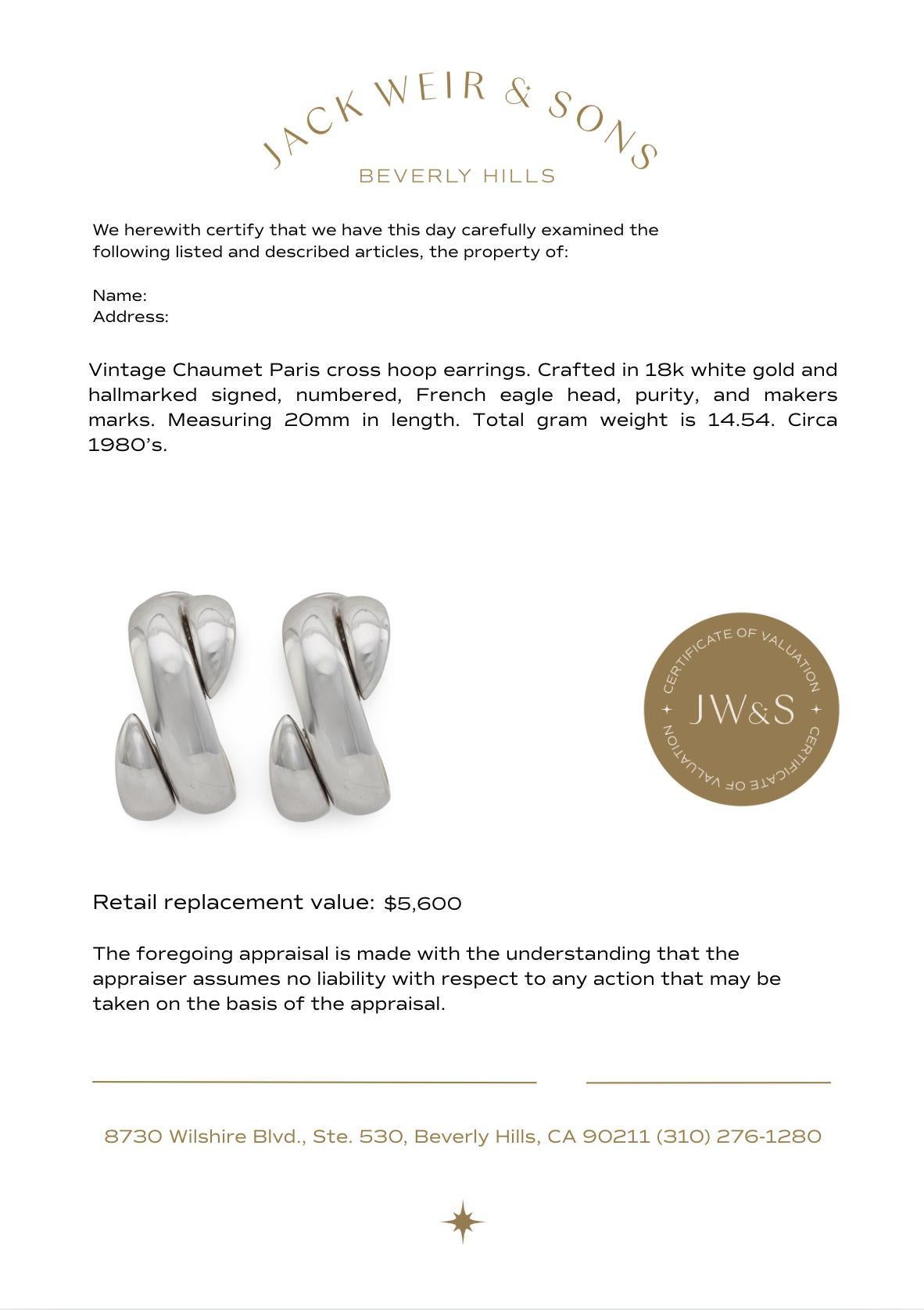 Chaumet Paris 18k Gelbgold Kreuzring-Ohrringe im Angebot 1