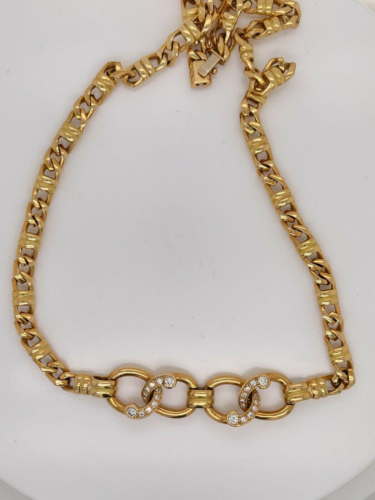 Chaumet Paris 18k Yellow Gold & Diamond Link Necklace Vintage, Circa 1970s