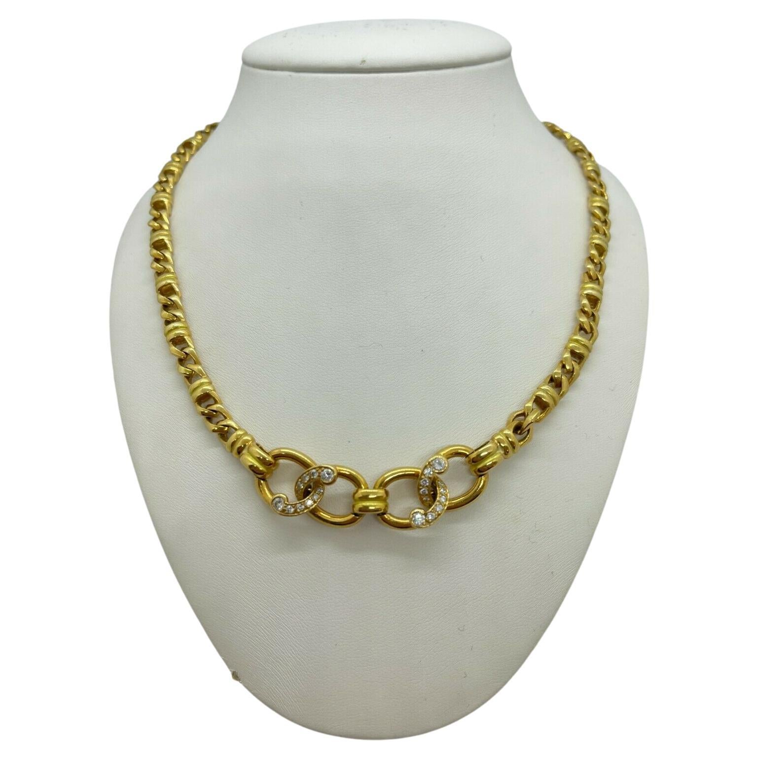 Chaumet Paris 18k Yellow Gold 
Diamond Link Necklace Vintage, Circa 1970s
