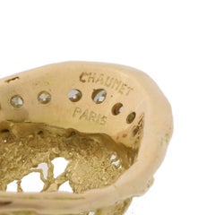 CHAUMET PARIS 18k Yellow Gold & Diamond Modernist Ring 1970s
