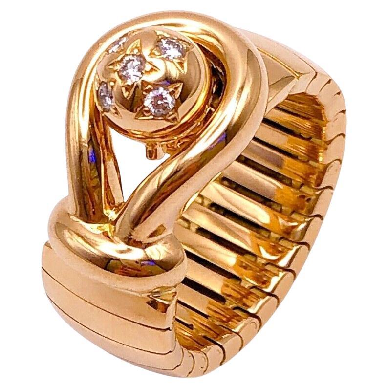 Anello CHAUMET PARIS in oro giallo 18k e diamanti a stella anni '80 Vintage