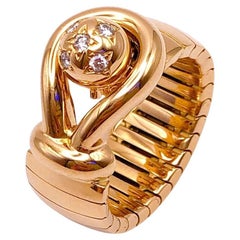 Anello CHAUMET PARIS in oro giallo 18k e diamanti a stella anni '80 Vintage