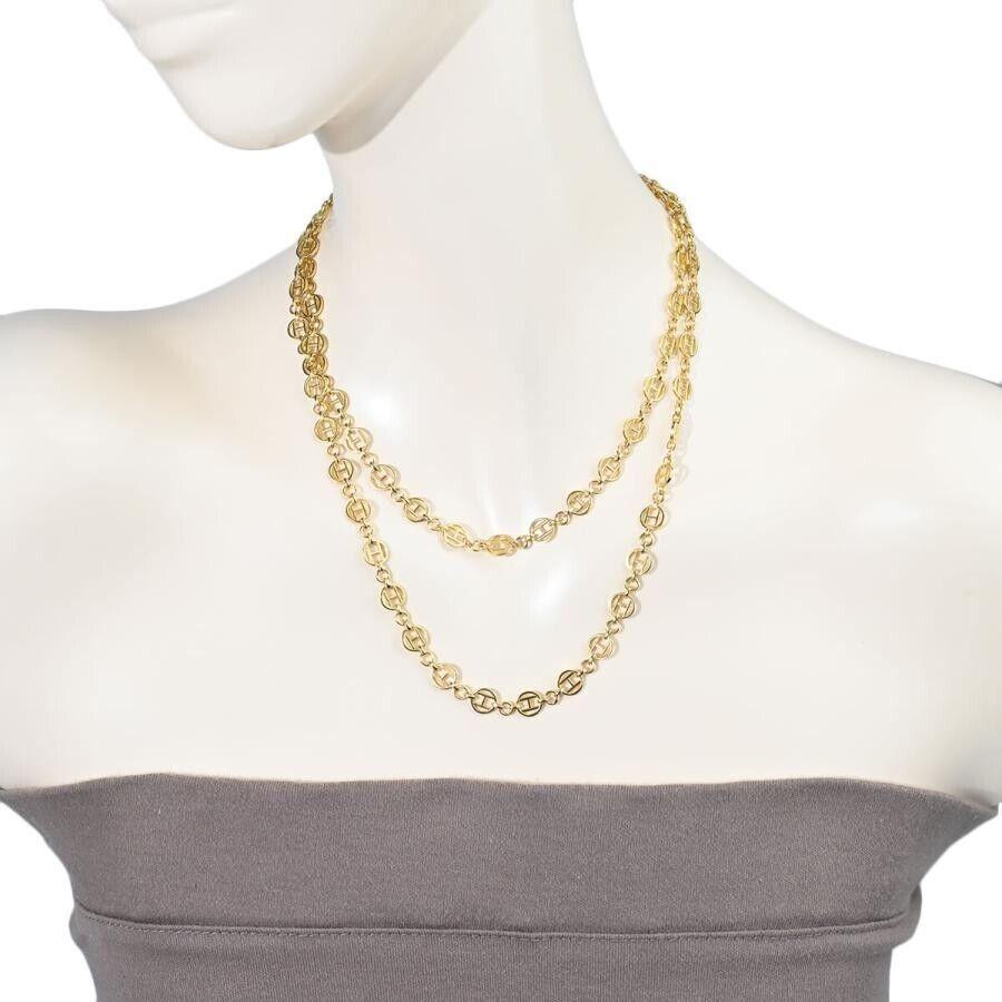 Women's or Men's CHAUMET PARIS 18k Yellow Gold Sautoir Link Chain Necklace Circa 1970s Rare For Sale