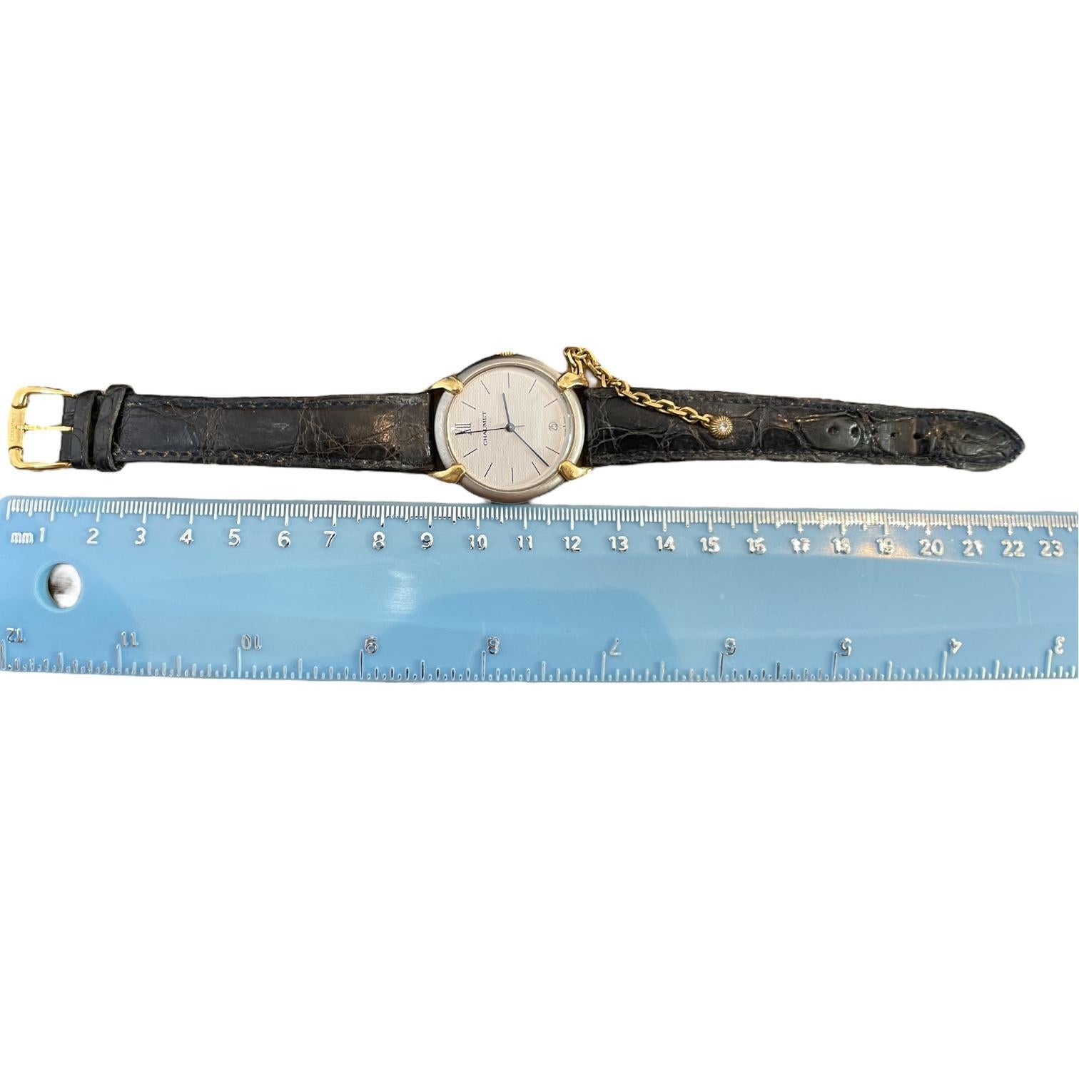 CHAUMET Paris 18k Yellow Gold & Stainless Steel Griffith Quartz Watch For Sale 5