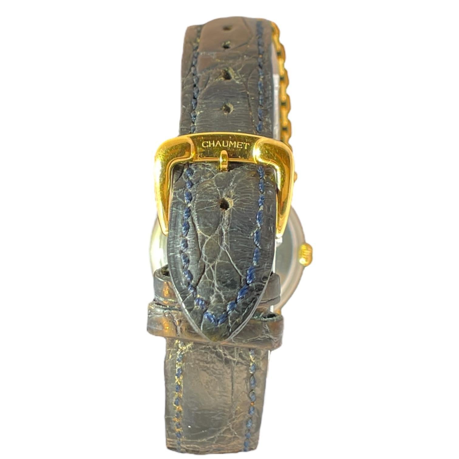 Round Cut CHAUMET Paris 18k Yellow Gold & Stainless Steel Griffith Quartz Watch For Sale