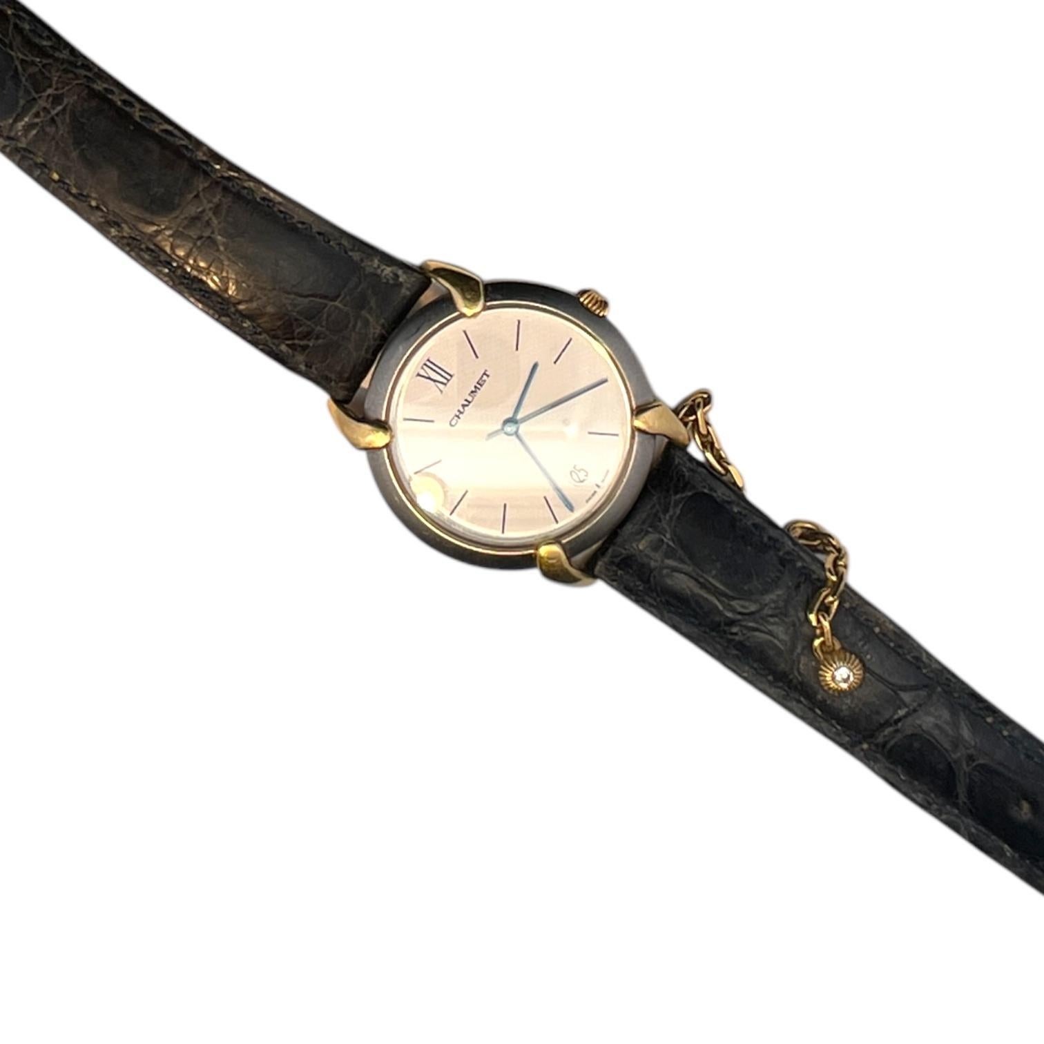 CHAUMET Paris 18k Yellow Gold & Stainless Steel Griffith Quartz Watch In Good Condition For Sale In New York, NY