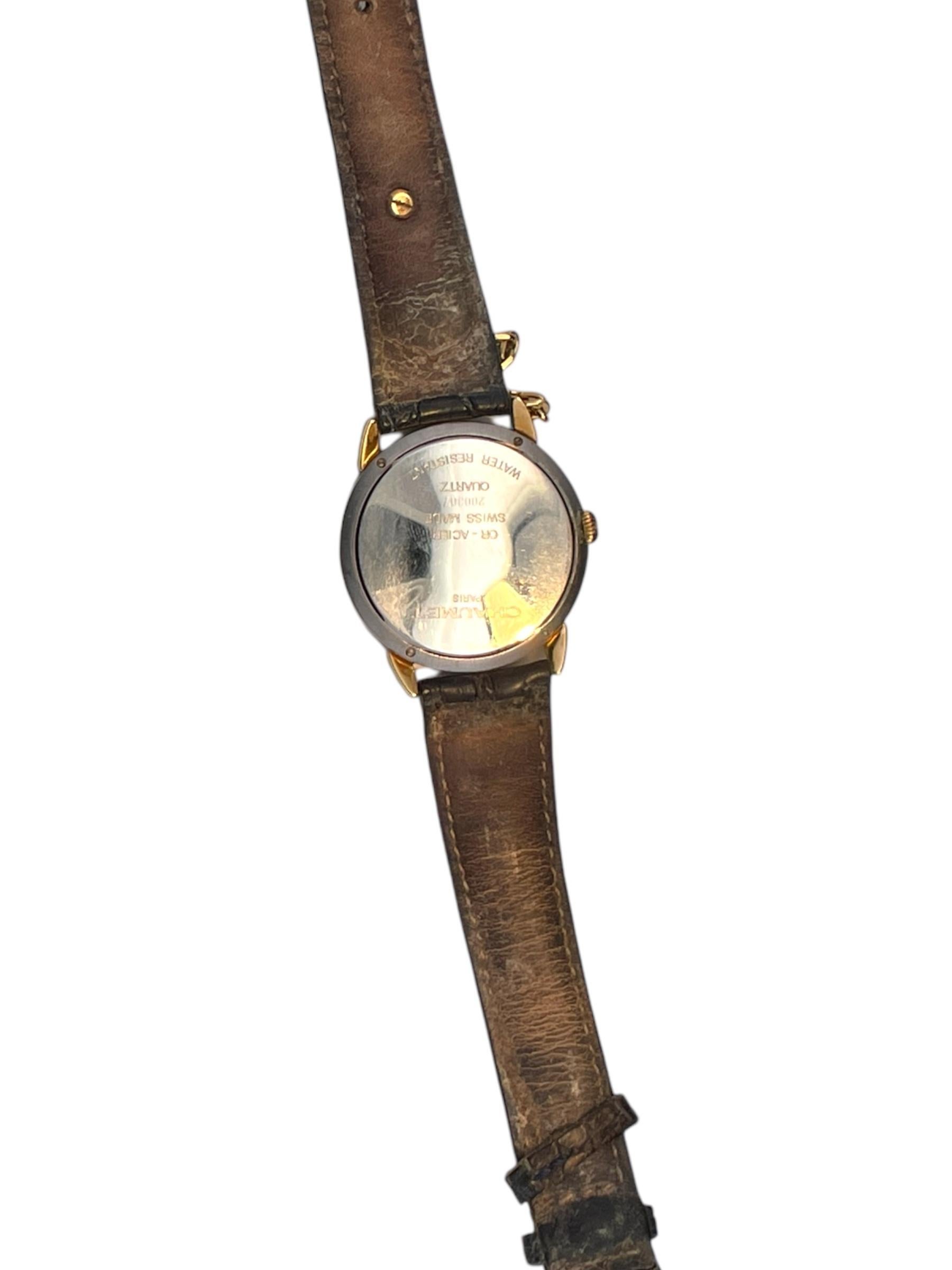 CHAUMET Paris 18k Yellow Gold & Stainless Steel Griffith Quartz Watch For Sale 2