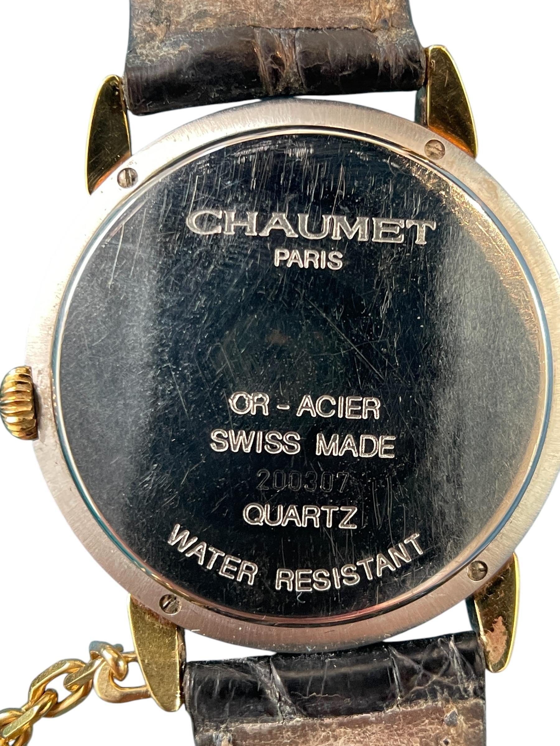 CHAUMET Paris 18k Yellow Gold & Stainless Steel Griffith Quartz Watch For Sale 3