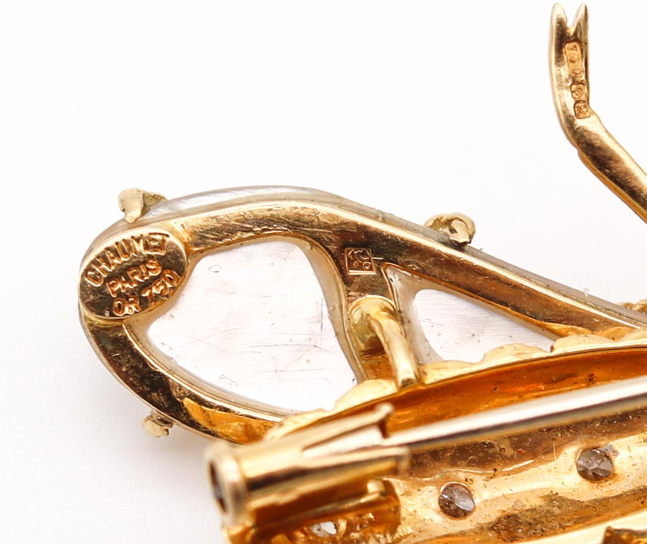 Modernist Chaumet Paris 1960 Jeweled Bee Brooch 18Kt Yellow Gold with 1.14 Ctw in Diamonds