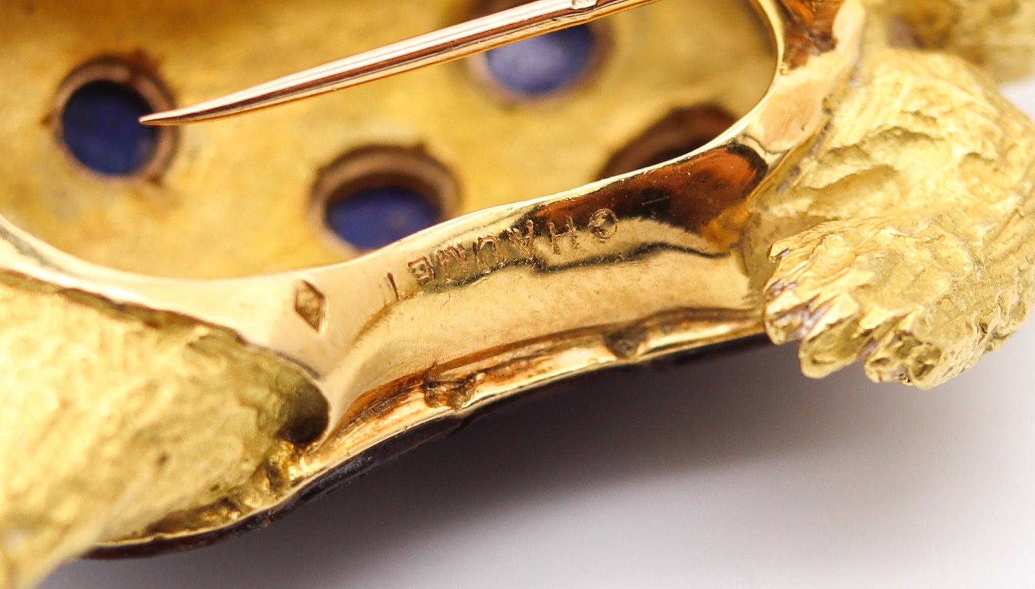 Women's CHAUMET Paris 1960 Turtle Brooch 18Kt Yellow Gold With Diamonds & Lapis Lazuli For Sale