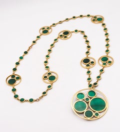 Chaumet Paris 1970 Édouard Richard Convertible Necklace 18Kt Gold with Malachite