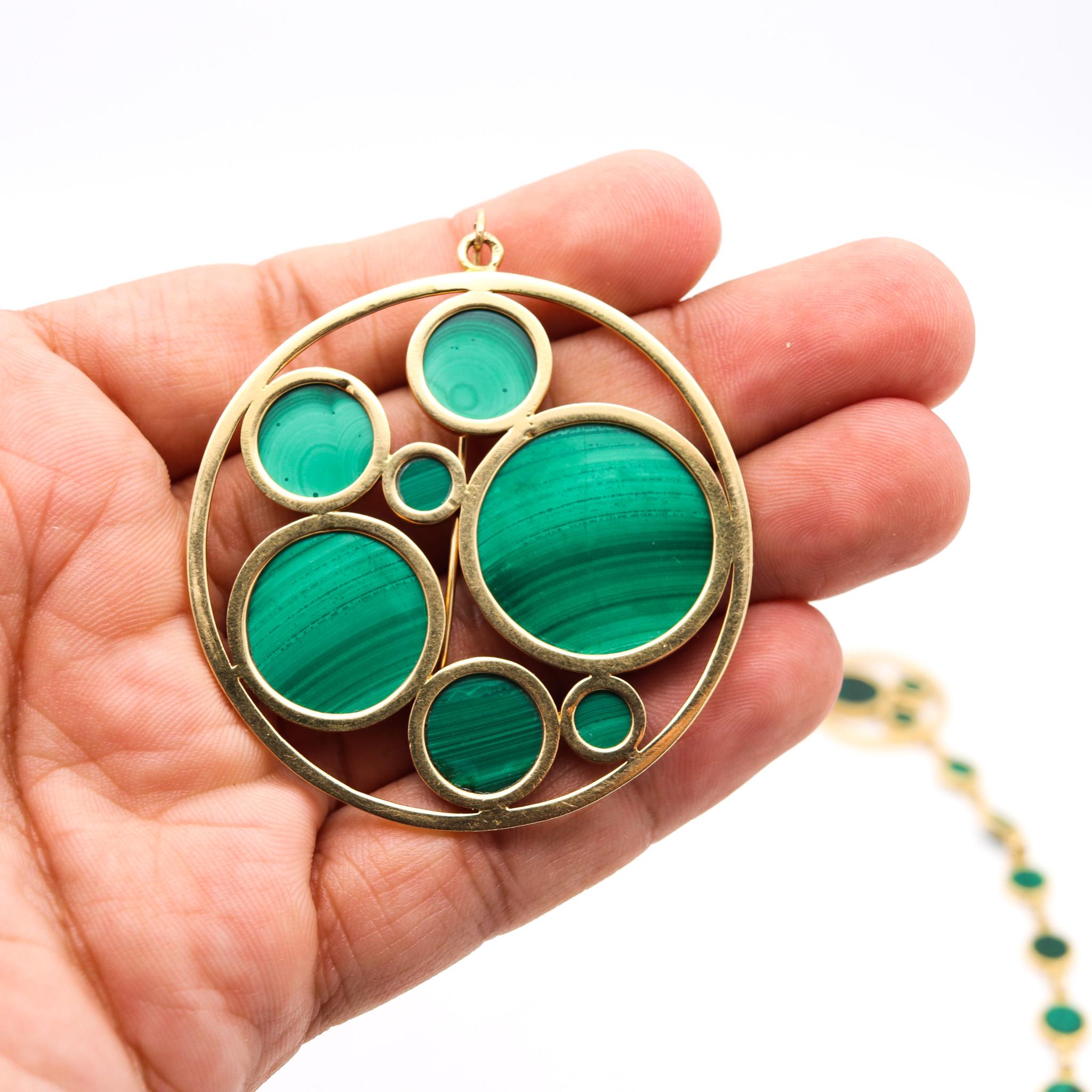 Chaumet Paris 1970 Édouard Richard Convertible Necklace 18Kt Gold with Malachite In Excellent Condition In Miami, FL