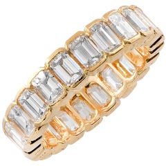 Bracelet éternité Chaumet Paris en or jaune 18 carats:: diamants taille émeraude de 4 carats