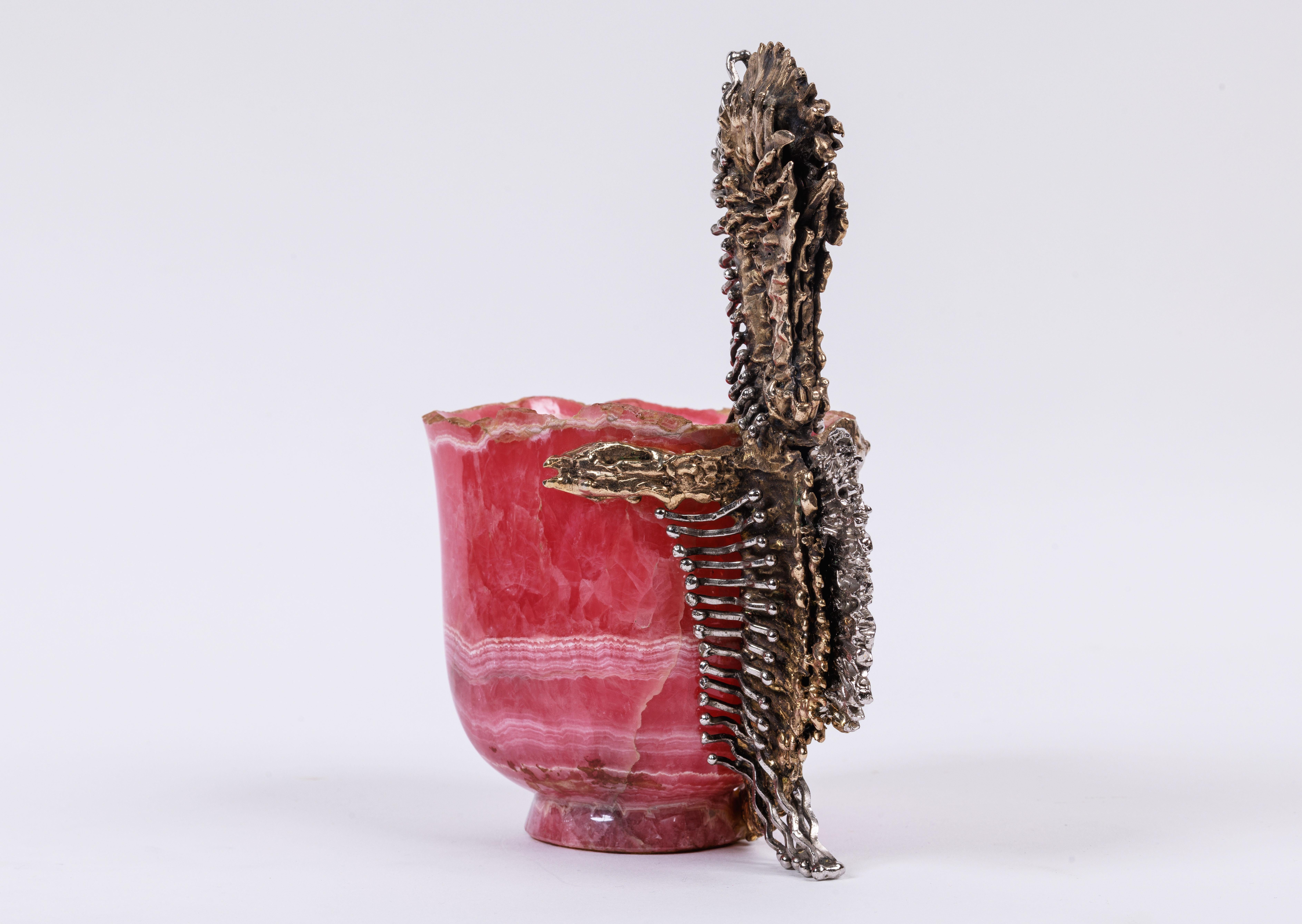 Chaumet Paris, a French Silver-Gilt Seahorse Mounted Rhodochrosite Cup For Sale 3