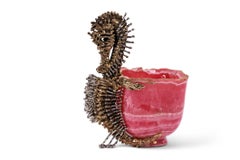 Chaumet Paris, a French Silver-Gilt Seahorse Mounted Rhodochrosite Cup