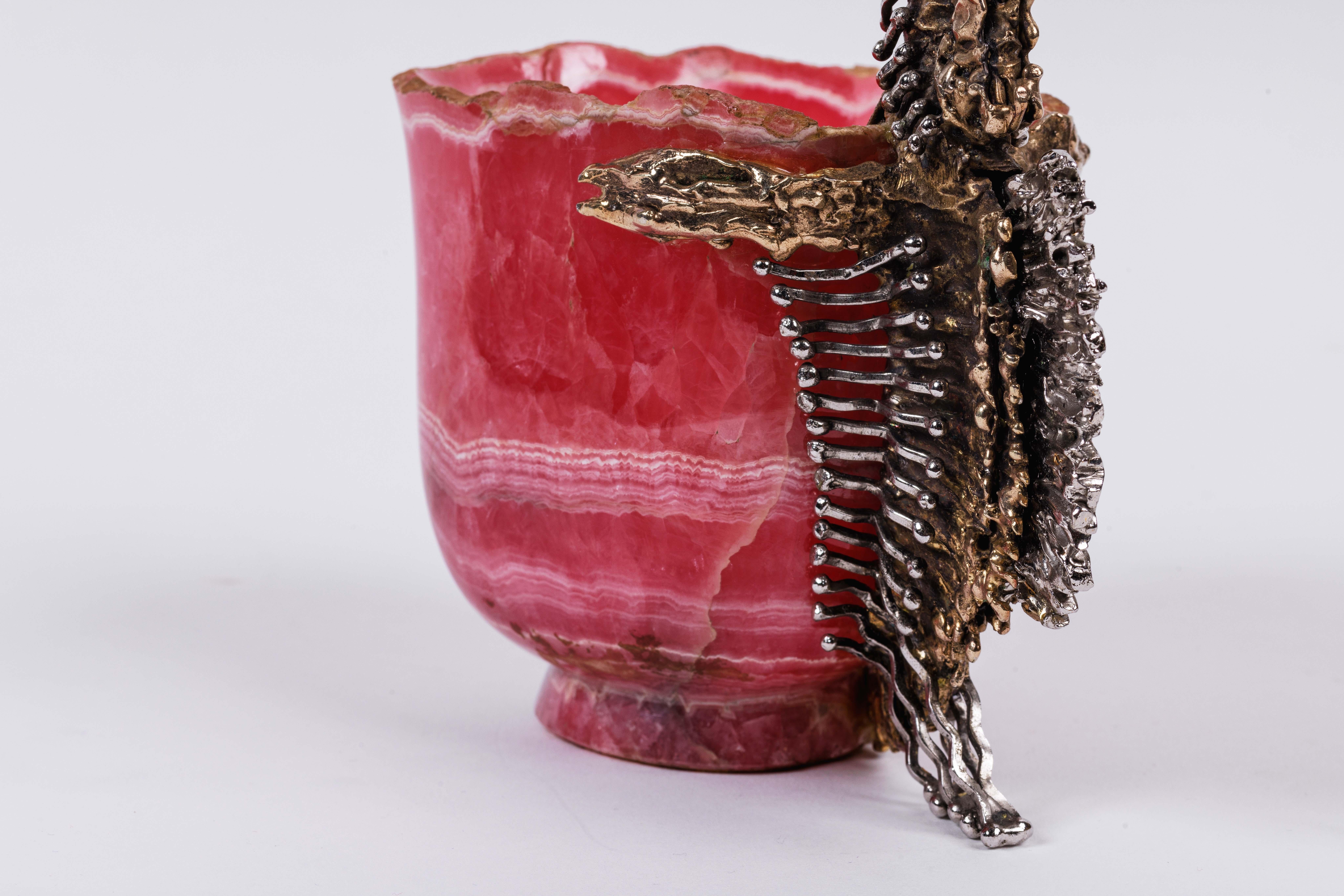 Chaumet Paris, a French Silver-Gilt Seahorse Mounted Rhodochrosite Cup For Sale 2