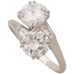 Vintage Chaumet, Paris, A Toi & Moi Diamond (CERTIFIED) and Platinum Ring, circa 1950