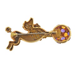 Chaumet Paris Amethyst Citrine Diamond Gold Poodle Dog Brooch Pin