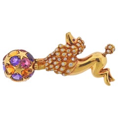 Chaumet Paris Amethyst Citrine Diamond Gold Poodle Dog Brooch Pin