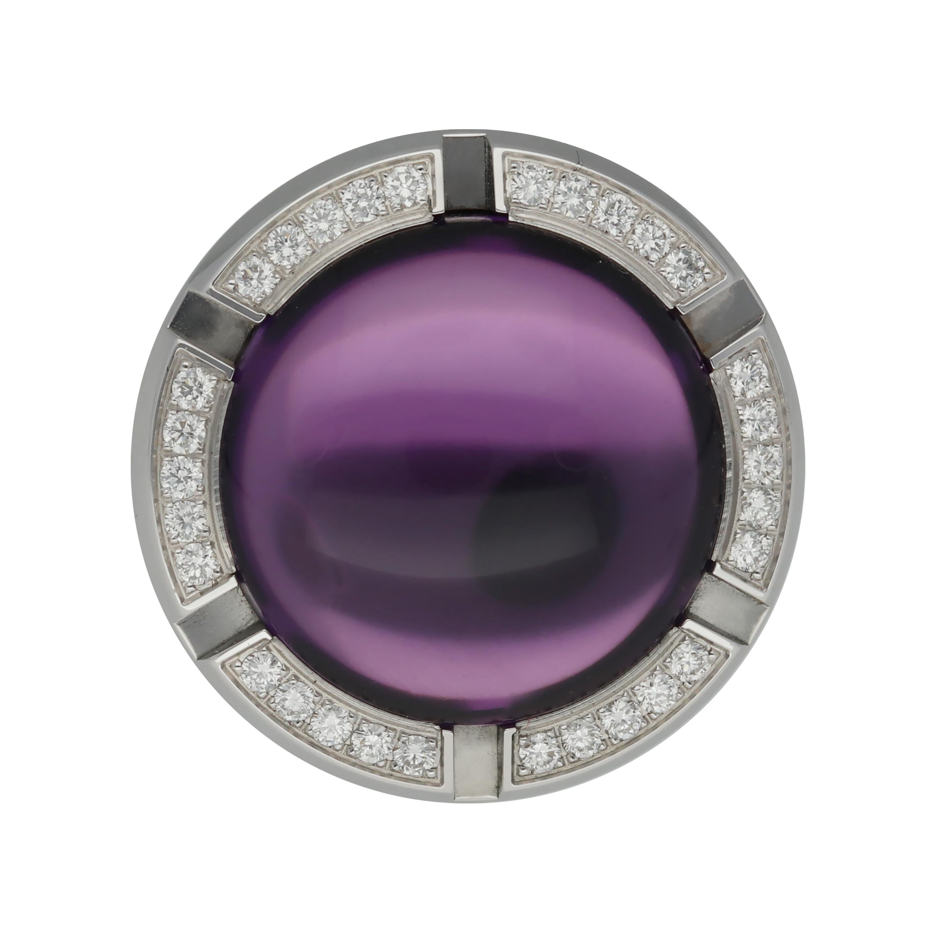 Contemporary Chaumet Paris Amethyst Diamonds Gold Ring For Sale
