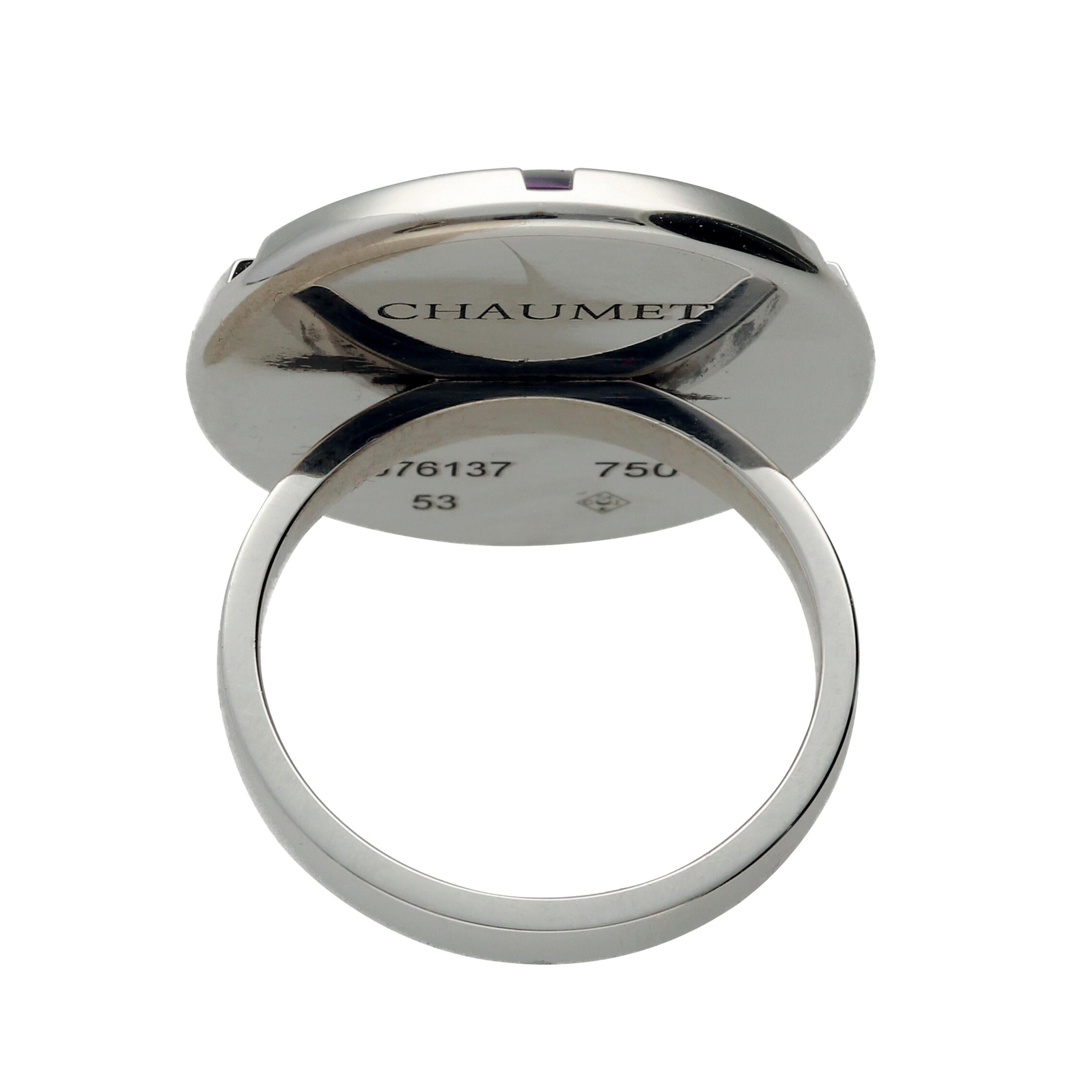Women's Chaumet Paris Amethyst Diamonds Gold Ring For Sale