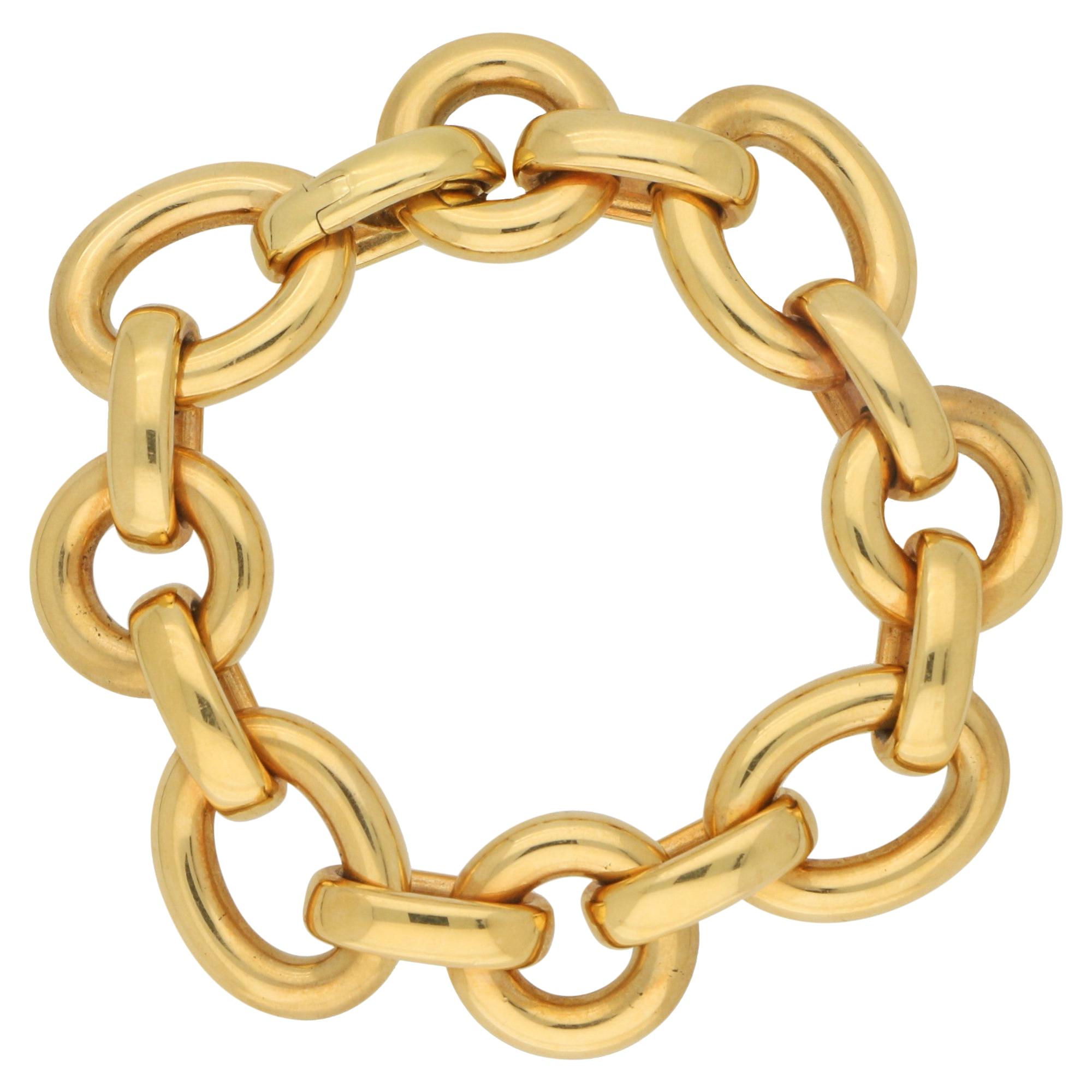 Chaumet Paris Chunky Chain Link Retro Bracelet Set in 18 Karat Yellow Gold