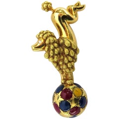 Chaumet Paris Circus Poodle With Attitude Gold Sapphire Ruby Diamond Brooch Pin