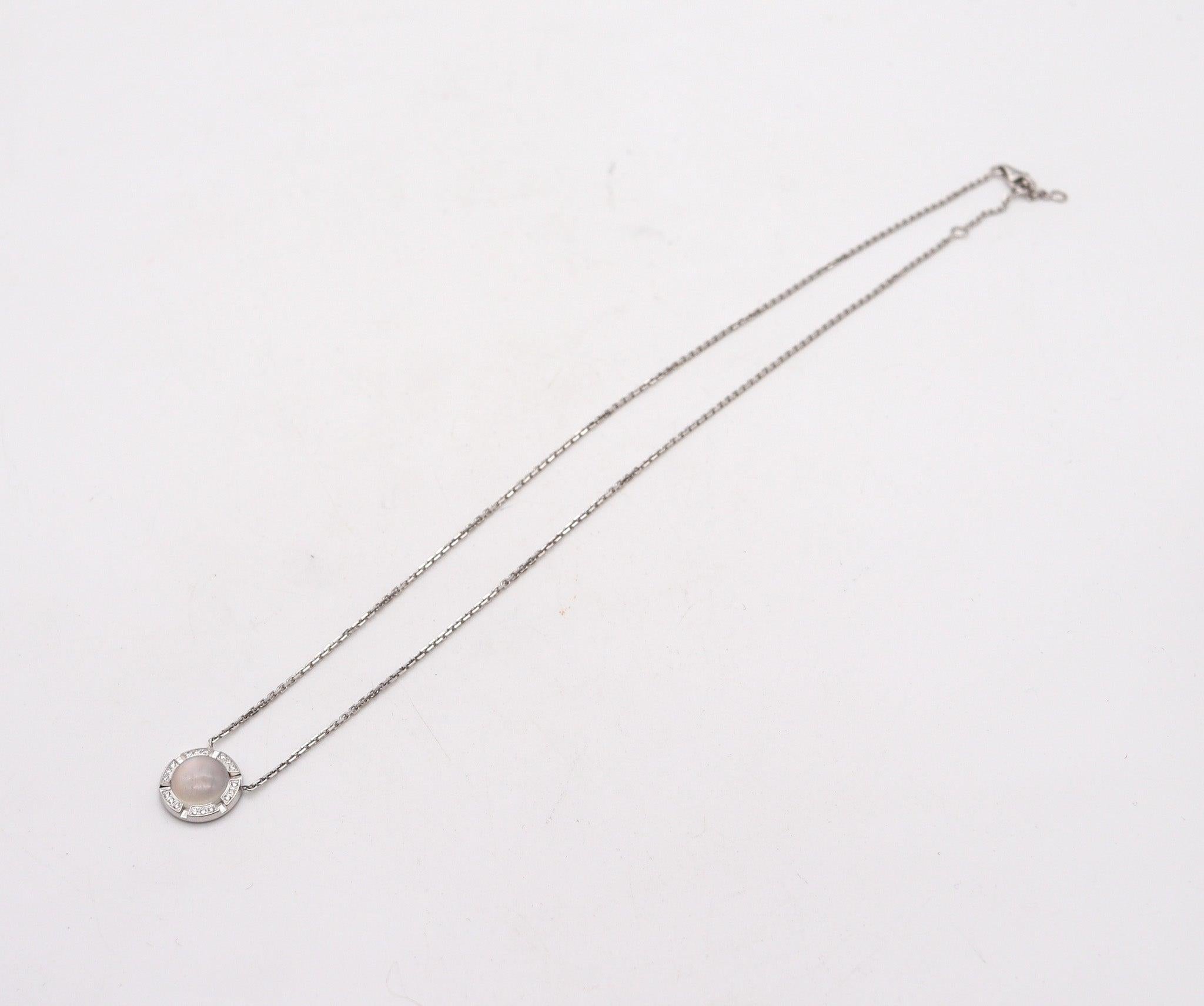 Moderne CHAUMET Paris Class-One Collier en or blanc 18 carats avec diamants VS et pierre de lune