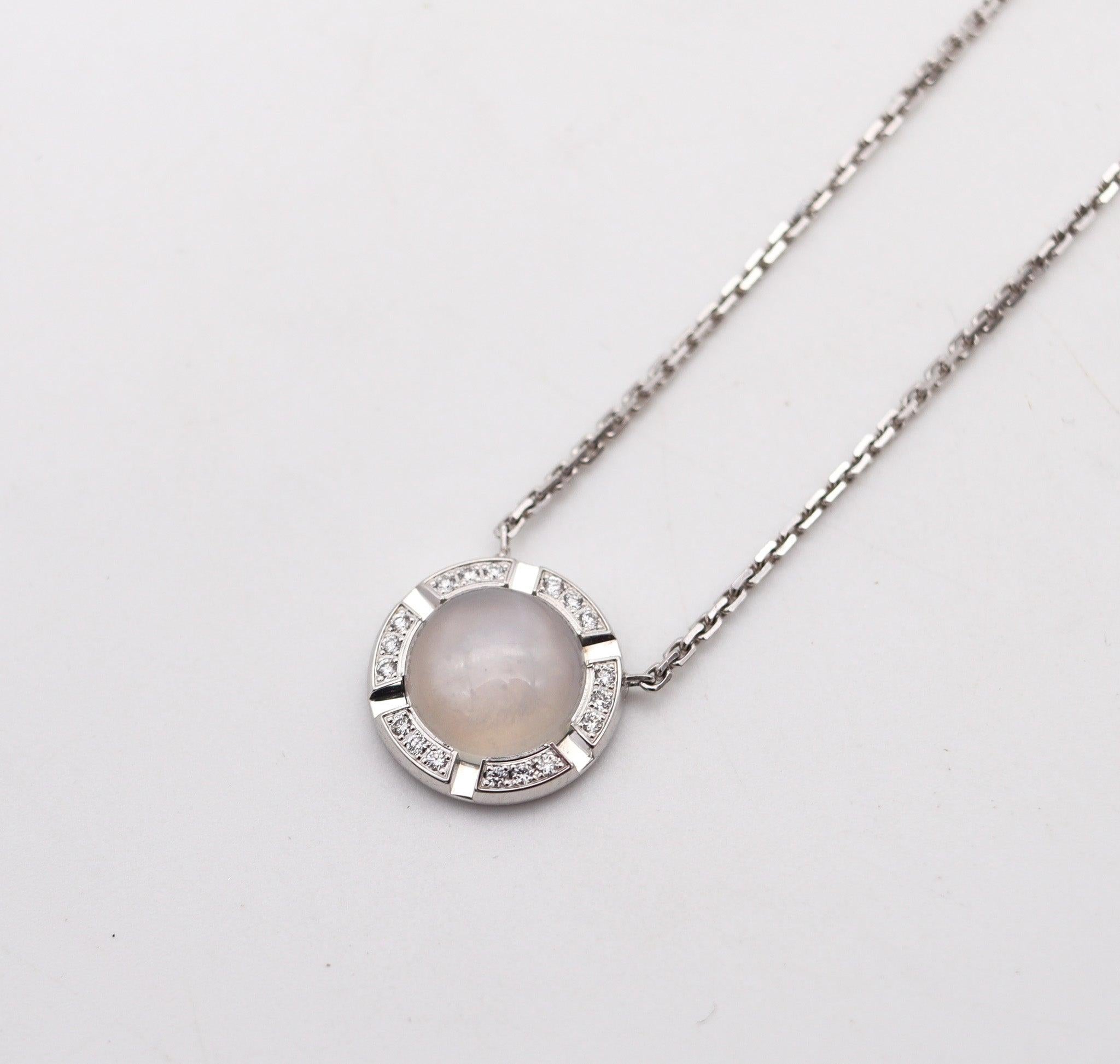 CHAUMET Paris Class-One Collier en or blanc 18 carats avec diamants VS et pierre de lune Excellent état à Miami, FL