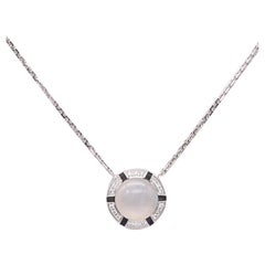 CHAUMET Paris Class-One-Halskette aus 18 Karat Weißgold mit VS-Diamanten und Mondsteinen