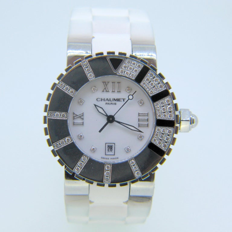 Chaumet Paris Class One Polished Steel Diamond Wristwatch ...