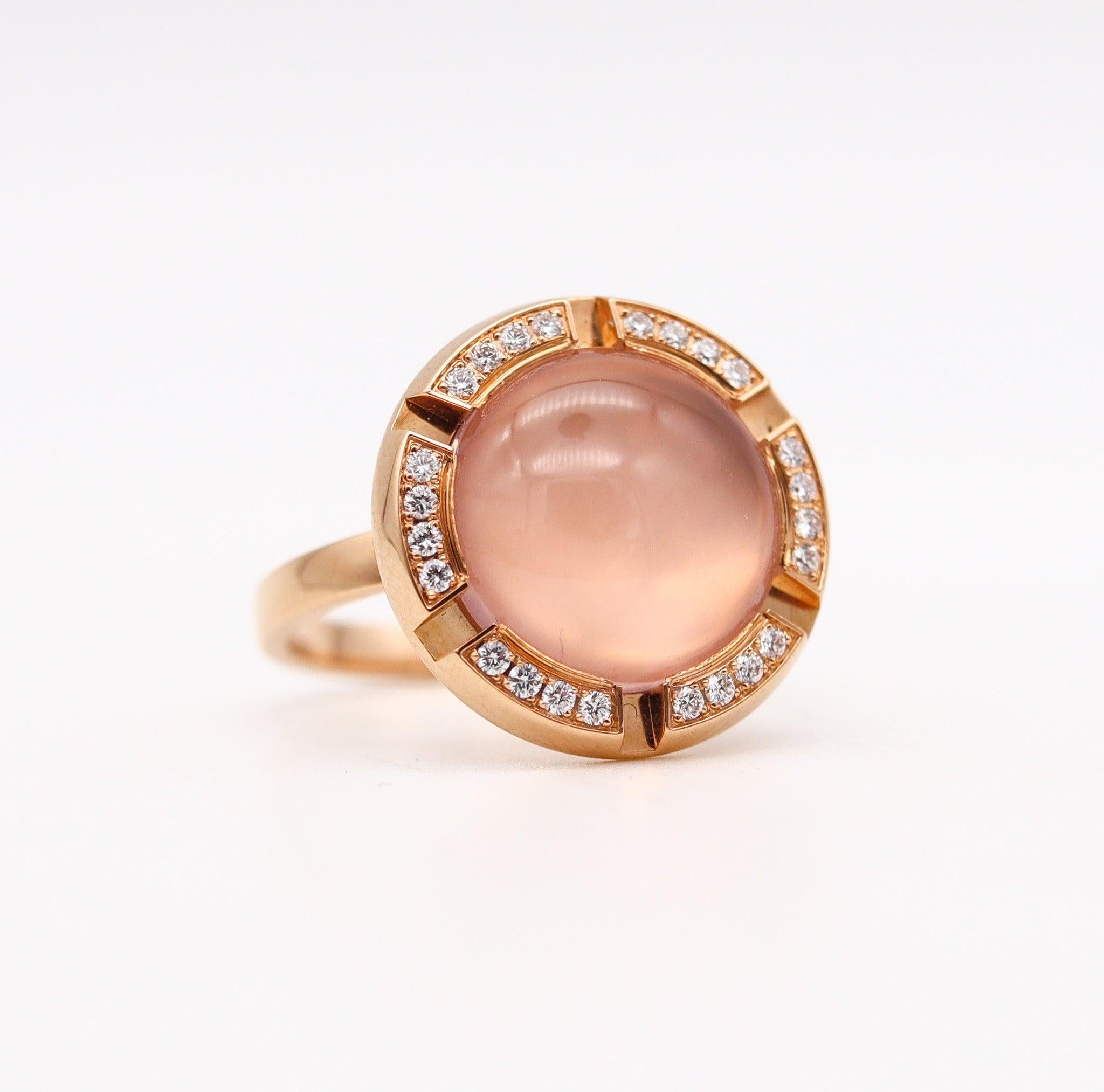 Cabochon CHAUMET Paris Class-One Ring In 18Kt Gold With VS Diamonds & Moonstone For Sale