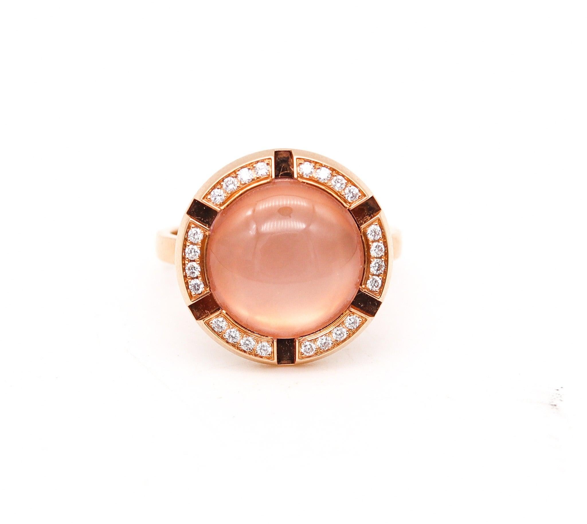 CHAUMET Paris Class-One Ring In 18Kt Gold With VS Diamonds & Moonstone In Excellent Condition For Sale In Miami, FL