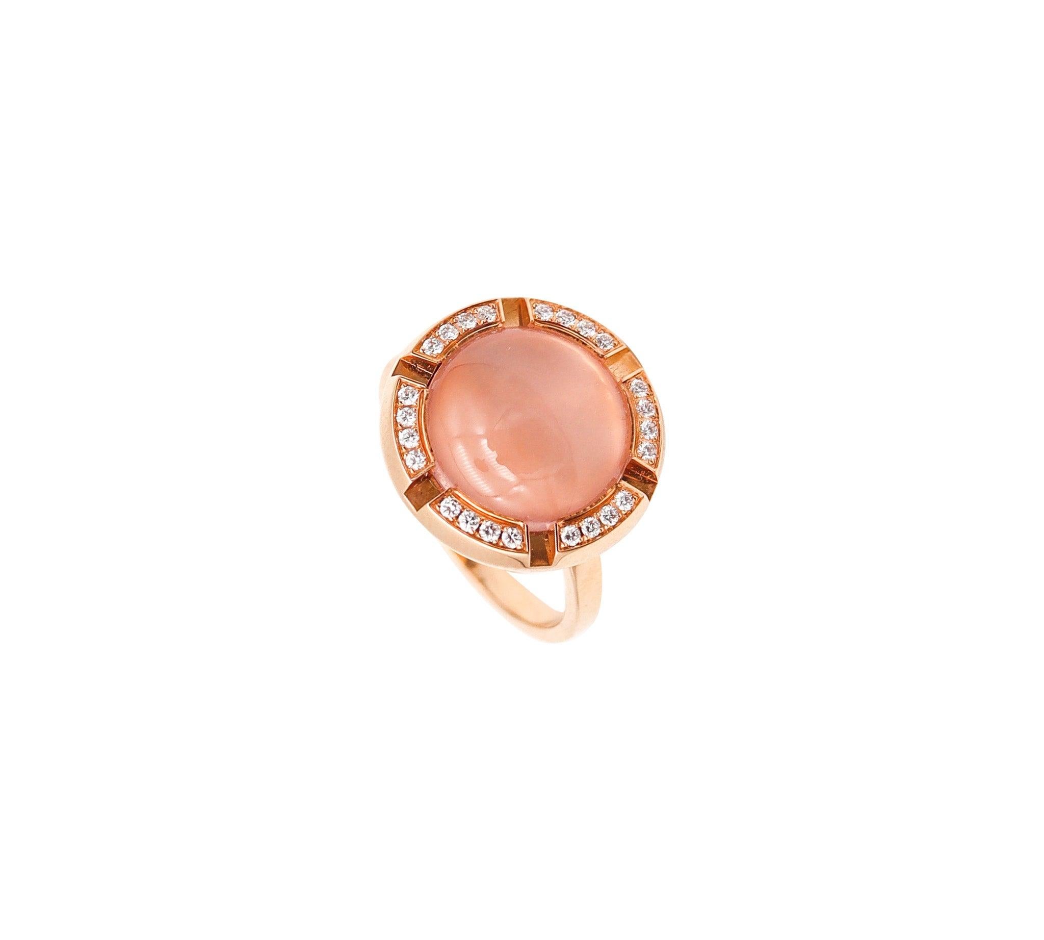 CHAUMET Paris Class-One Ring In 18Kt Gold With VS Diamonds & Moonstone For Sale 3