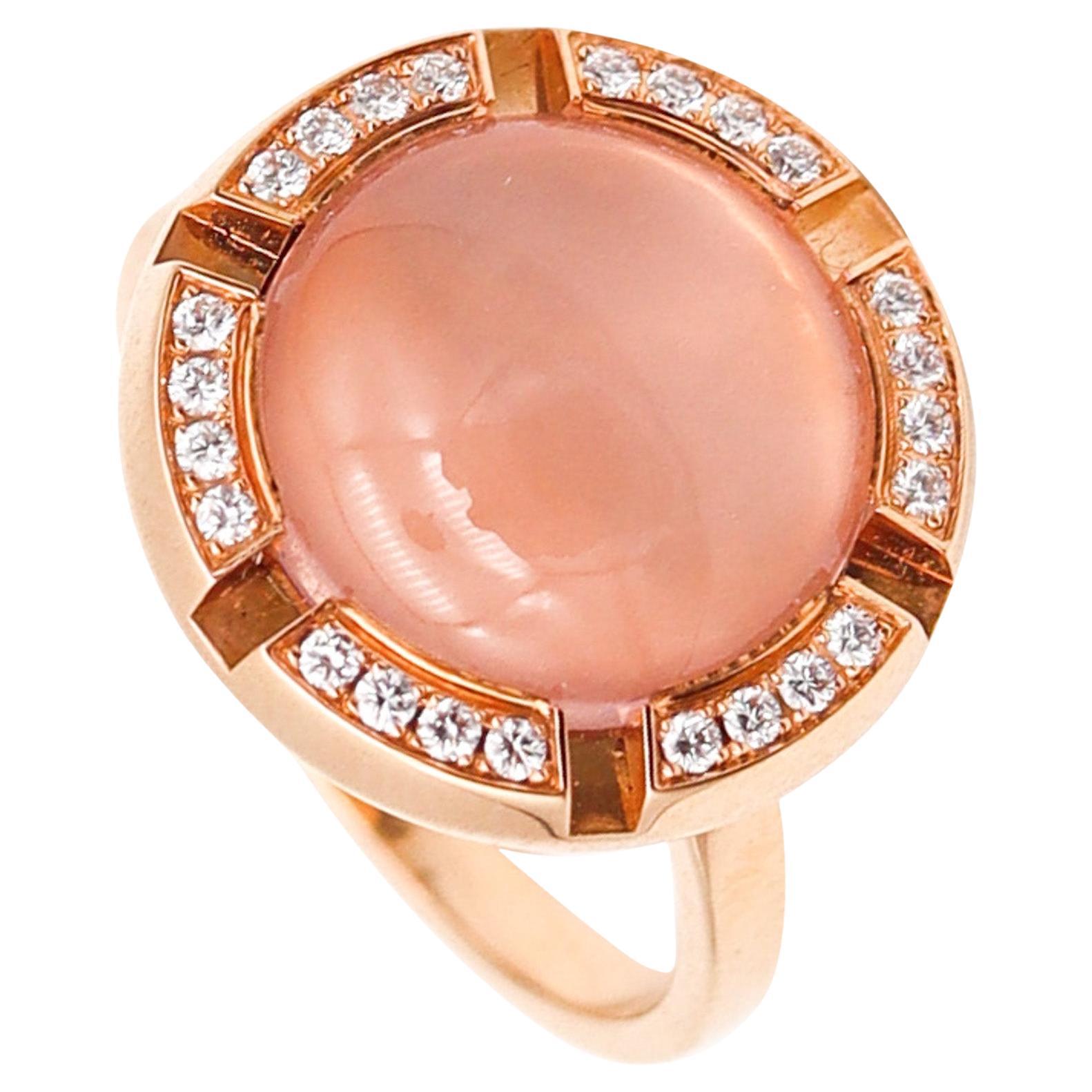 CHAUMET Paris Class-One Ring In 18Kt Gold With VS Diamonds & Moonstone