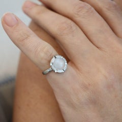 CHAUMET Paris Class-One Ring In 18Kt White Gold With VS Diamonds & Moonstone