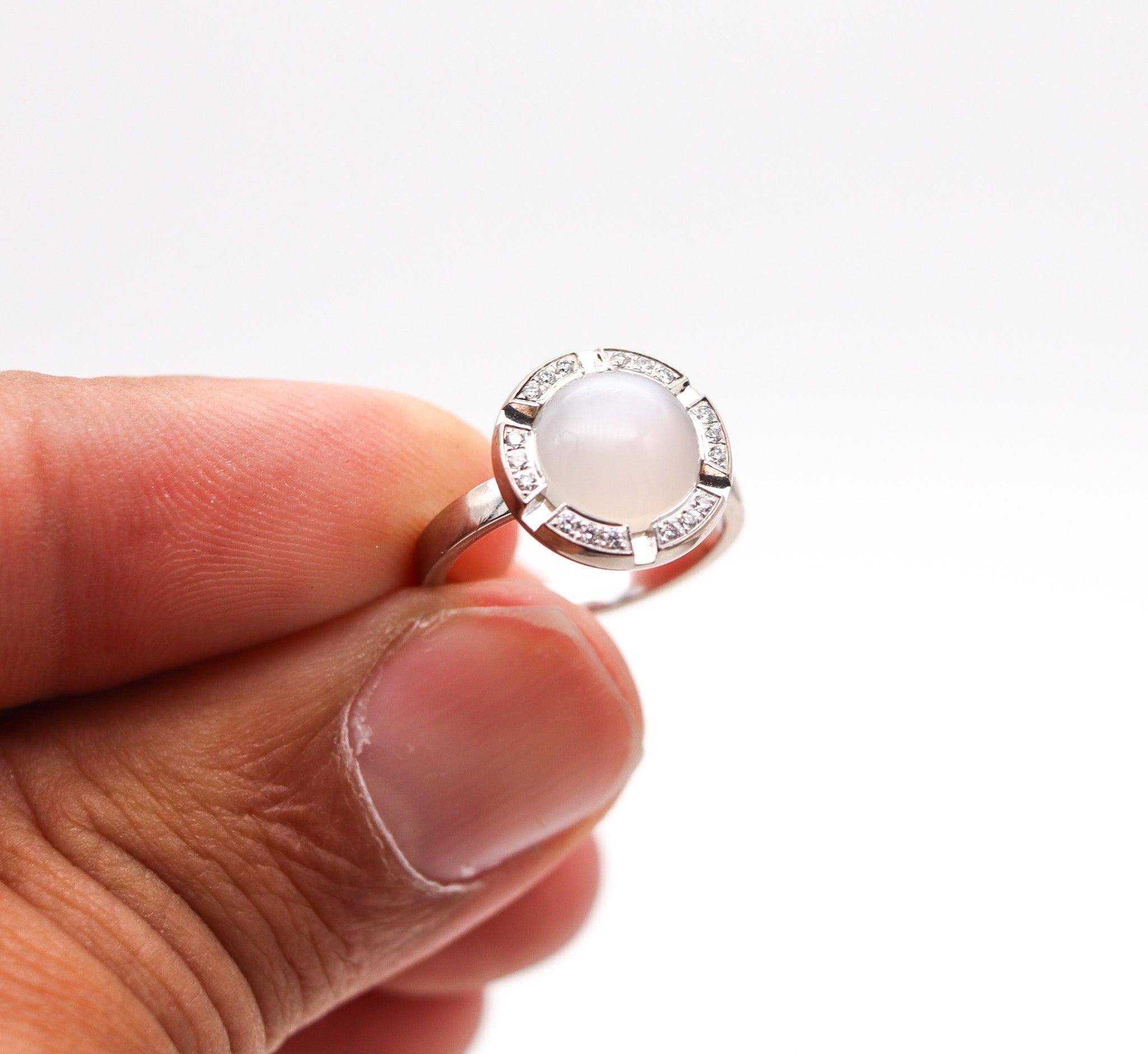 CHAUMET Paris Class-One Ring In 18Kt White Gold With VS Diamonds & Moonstone 1