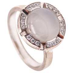 CHAUMET Paris Class-One Ring In 18Kt White Gold With VS Diamonds & Moonstone
