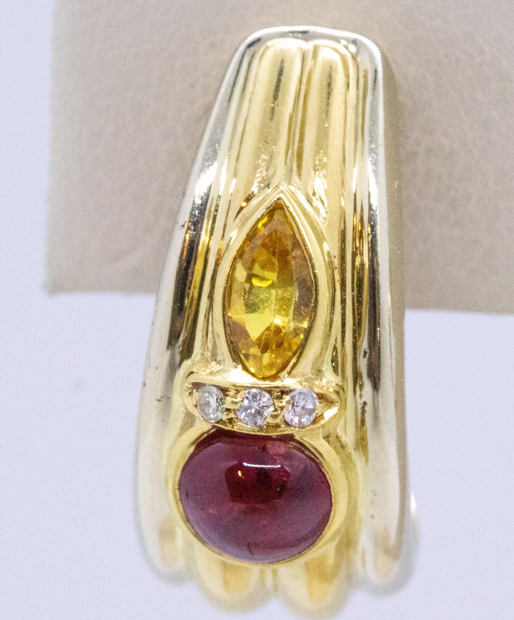 Chaumet Paris Clips Earrings in 18Kt Gold with 2.34 Cts Rubies Sapphires Diamond For Sale 4