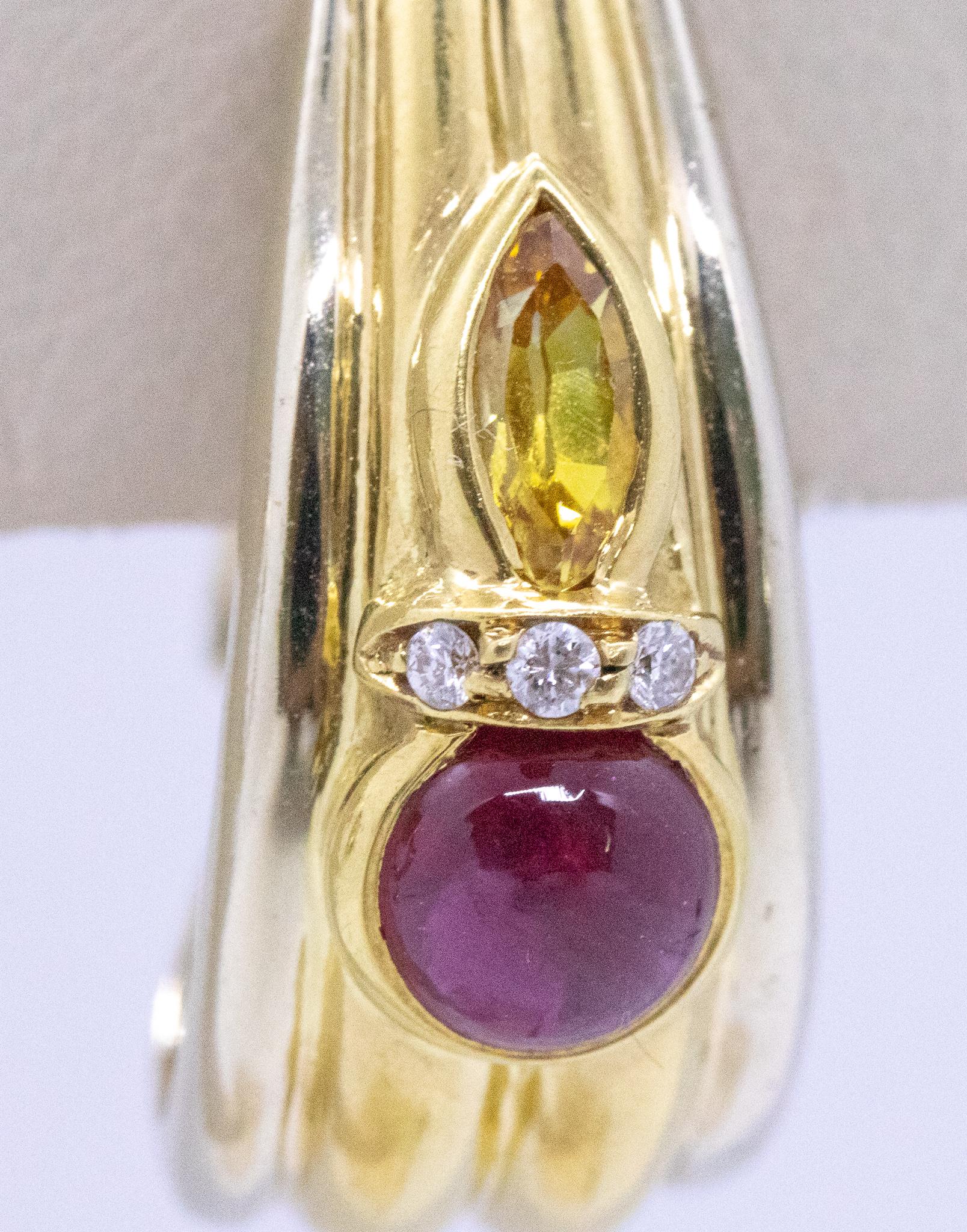 Chaumet Paris Clips Earrings in 18Kt Gold with 2.34 Cts Rubies Sapphires Diamond 2