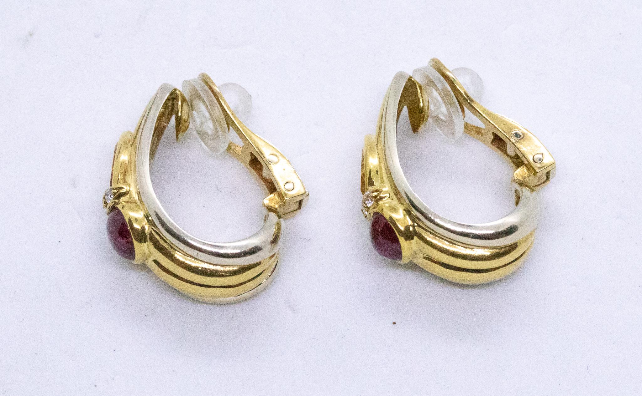 Chaumet Paris Clips Earrings in 18Kt Gold with 2.34 Cts Rubies Sapphires Diamond 3
