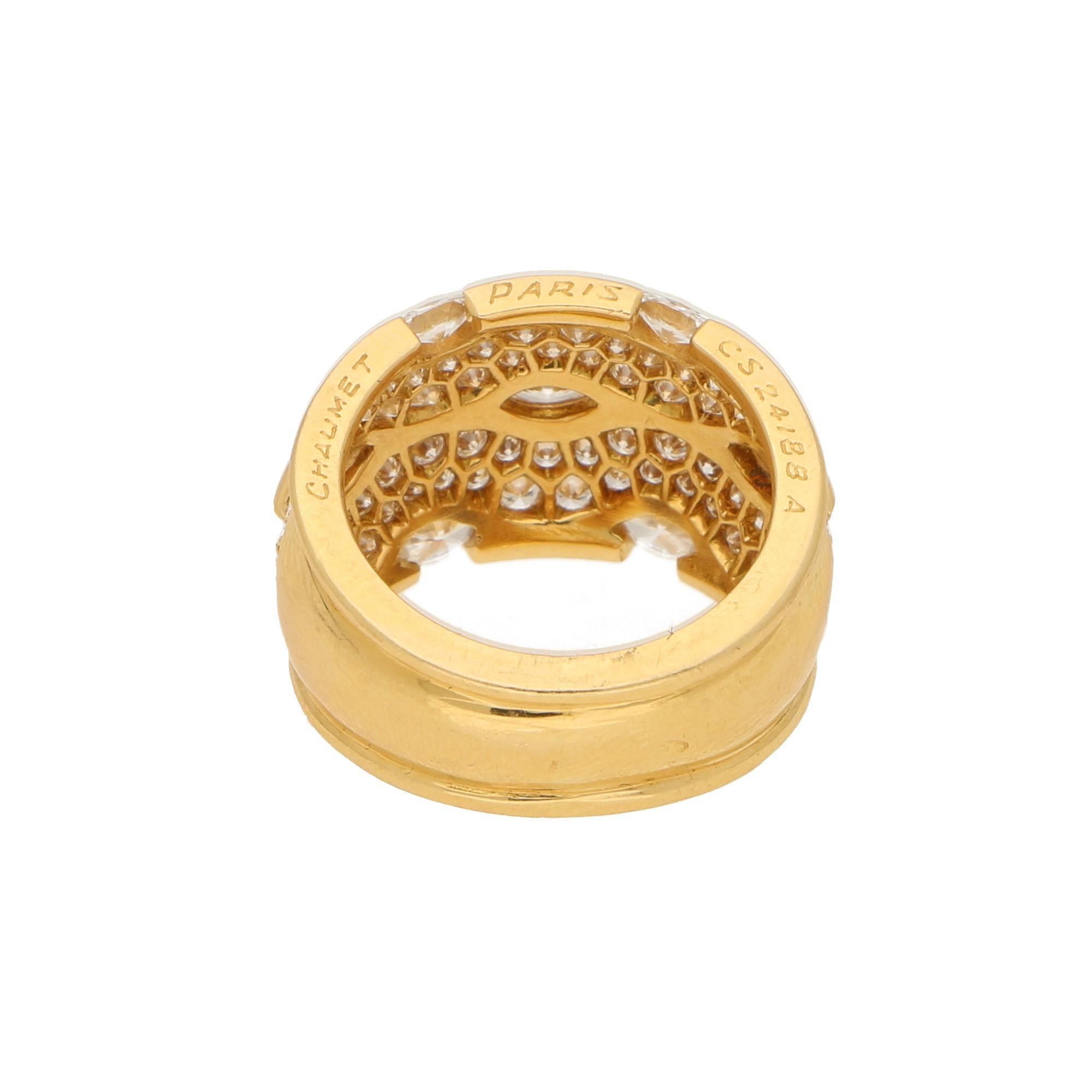 Contemporary Chaumet Paris Marquise Diamond Bombe Ring Set in 18k Yellow Gold