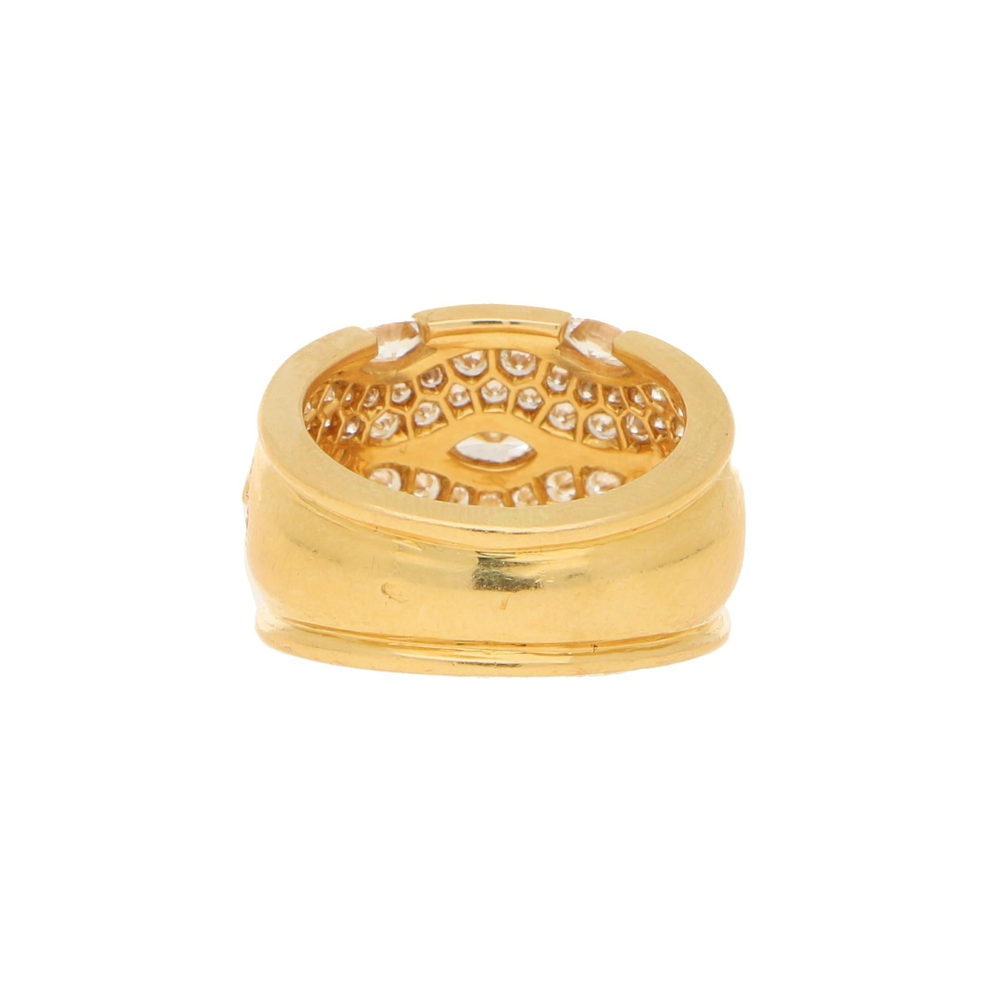 Round Cut Chaumet Paris Marquise Diamond Bombe Ring Set in 18k Yellow Gold