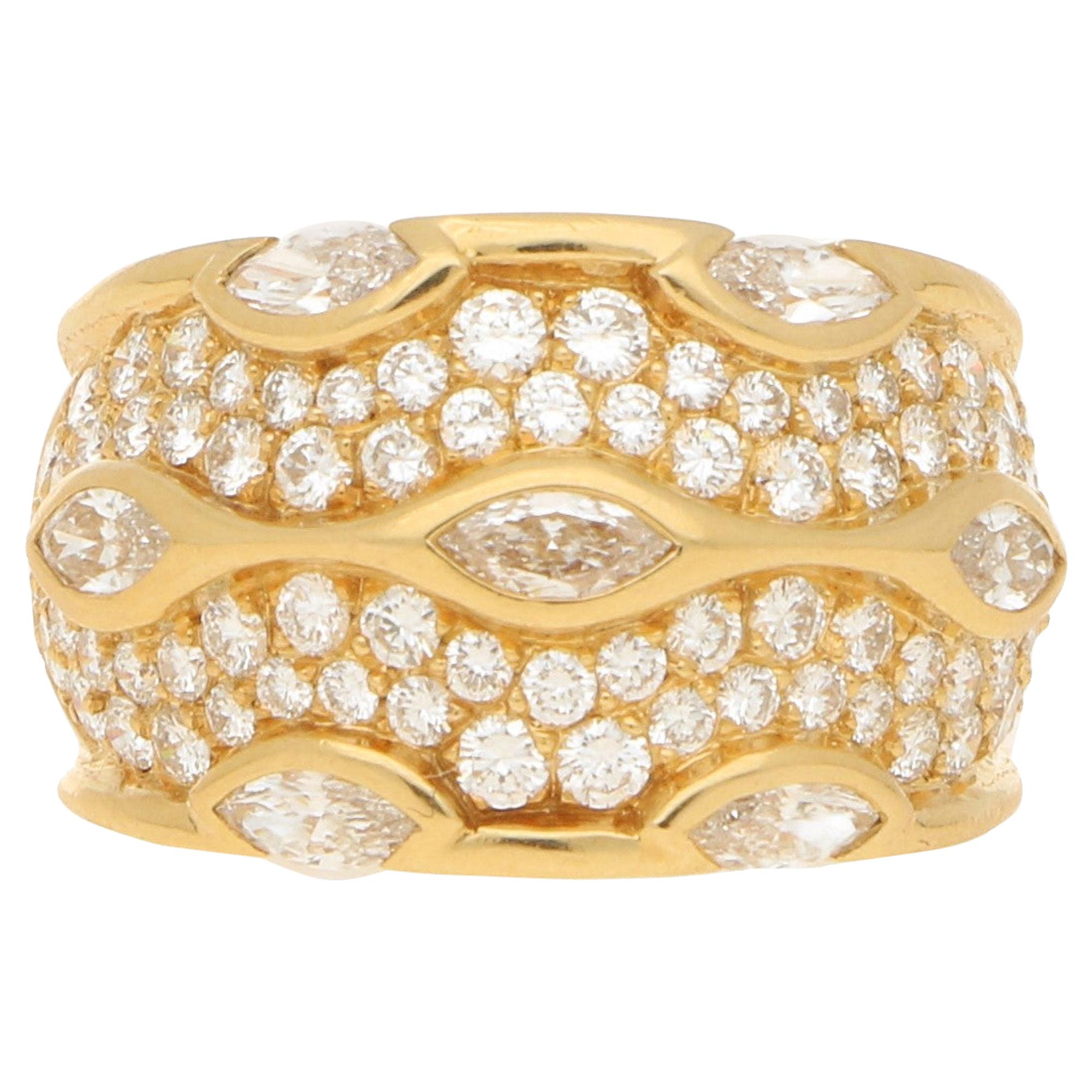 Chaumet Paris Marquise Diamond Bombe Ring Set in 18k Yellow Gold