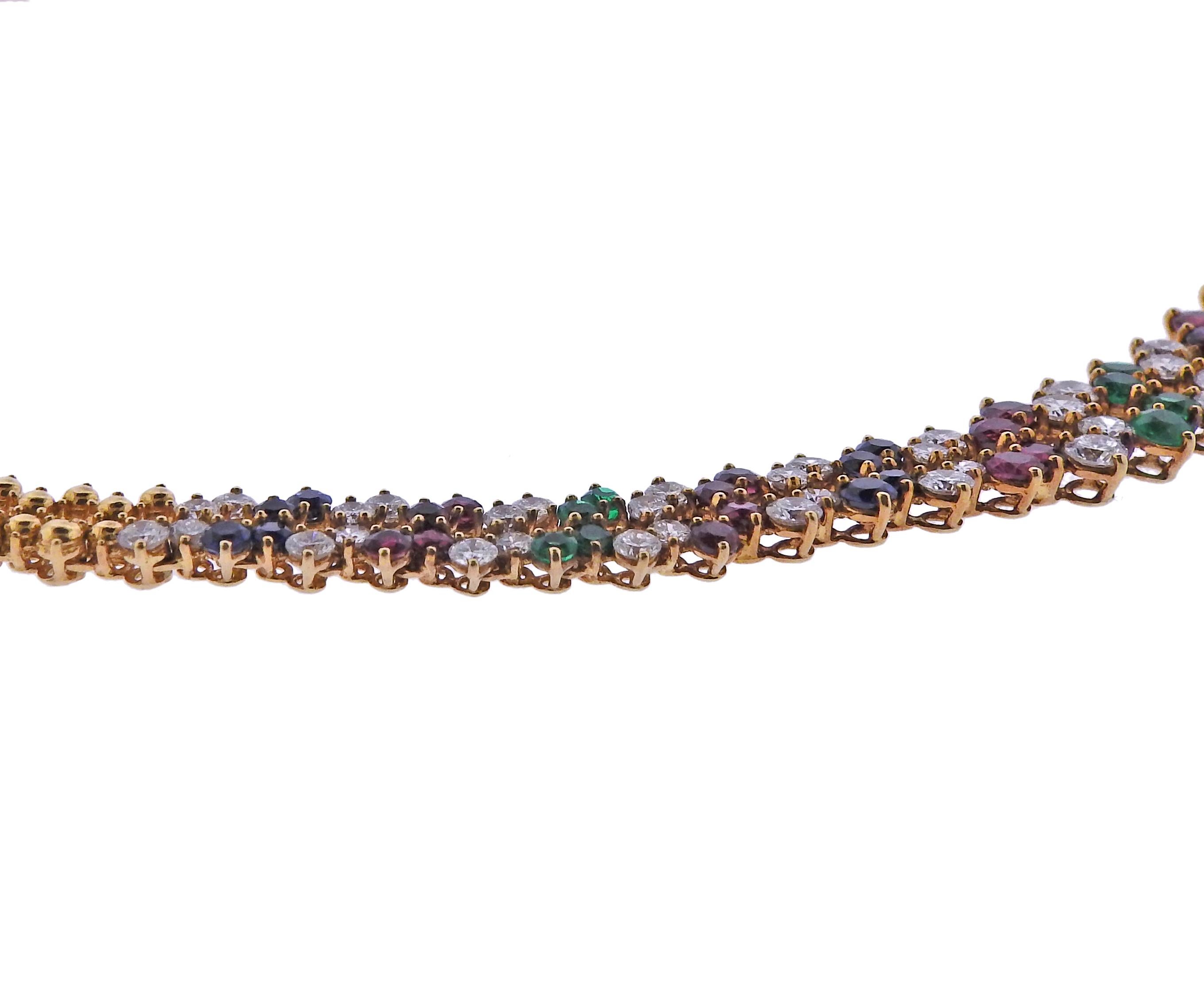 Chaumet Paris Diamond Ruby Emerald Sapphire Necklace Earrings Bracelet Ring Set 5